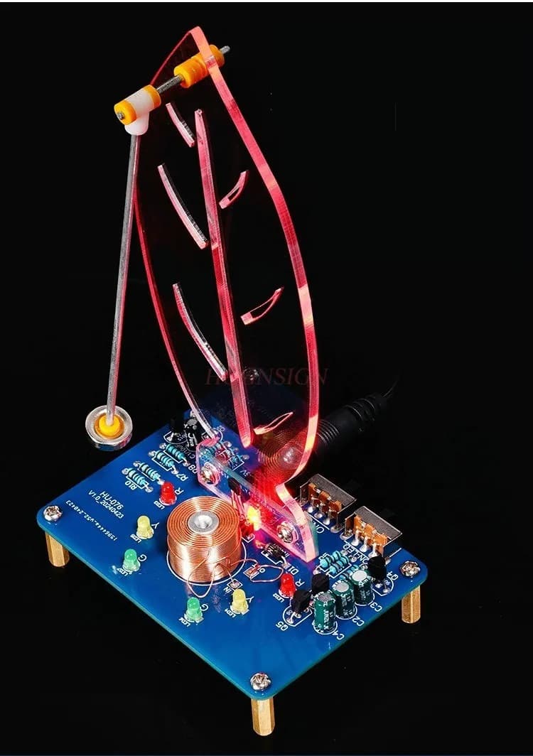 Soldering Practice Kit, Electromagnetic Swing Soldering Project Kit Leave Shape Pendulum Needle with LED Light Electronics
