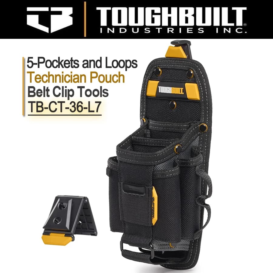 ToughBuilt TB-CT-36-L7 Borsa Porta Attrezzi da Tecnico con 7 Tasche, Porta Utensili Multiuso, Fondina Resistente agli Urti per Cintura Porta Attrezzi