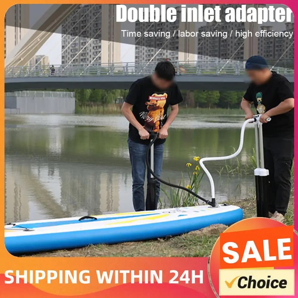 Adattatore Valvola Aria per Gommone Gonfiabile, Canoa, Kayak, Pagaia, Convertitore Pompa Compressore Aria a 2 Teste per SUP Board