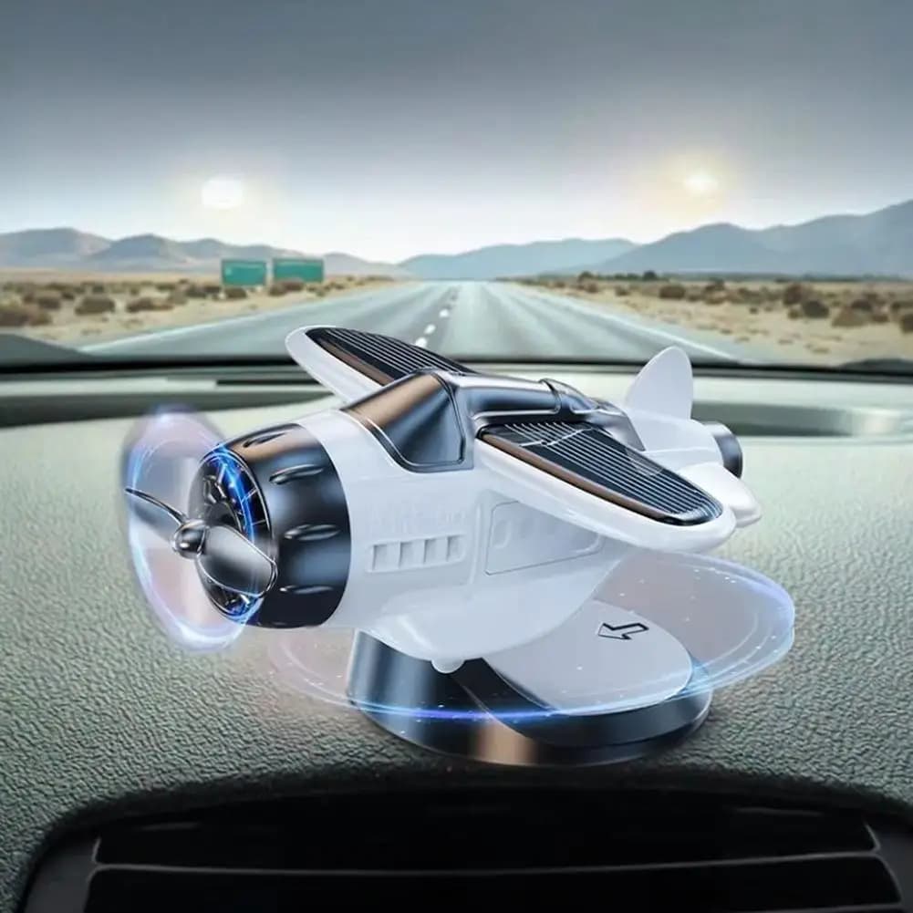 360 ° Solar Airplane Ornaments for Cars Creative Auto Center Air-powered Decorations Indoor Car Ornaments Accessories Console X8Q3
