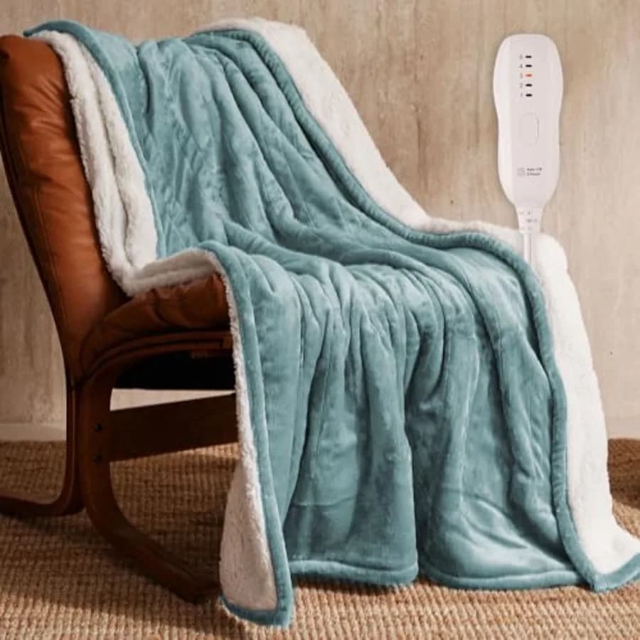 Coperta Riscaldante 50"x60" - Coperta Elettrica in Flanella Certificata ETL, Lavabile in Lavatrice, con 5 Livelli di Riscaldamento, 3 Ore di Autonomia