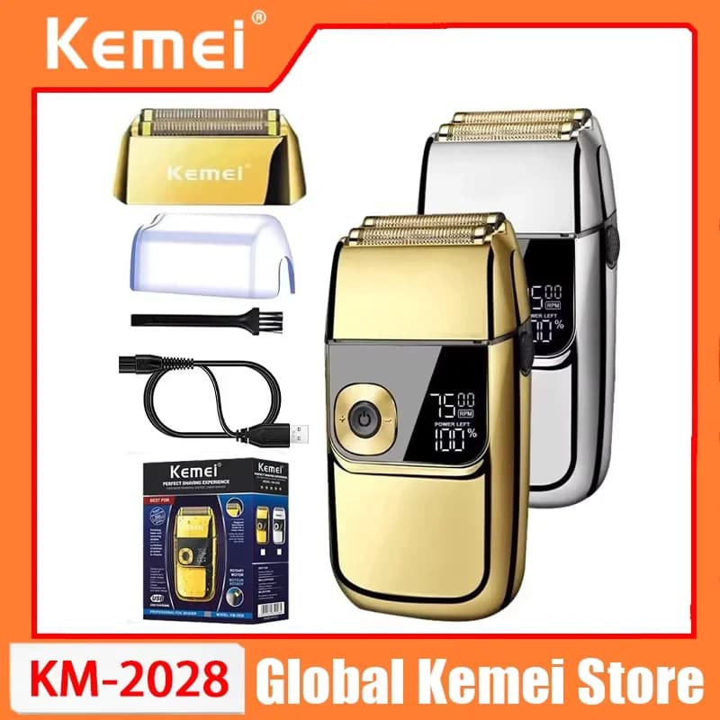 Regolabarba professionale Kemei, rasoio per il viso a tre velocità regolabili, macchina per tagliare i capelli con display LCD, rasoio per barba da uomo KM-2028
