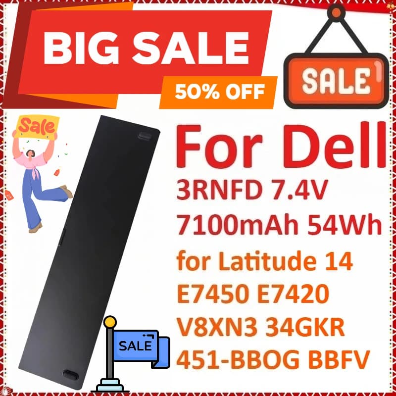 New 3RNFD 7.4V 7100mAh 54Wh Laptop Battery for Dell Latitude 14 E7450 E7420 V8XN3 34GKR 451-BBOG BBFV