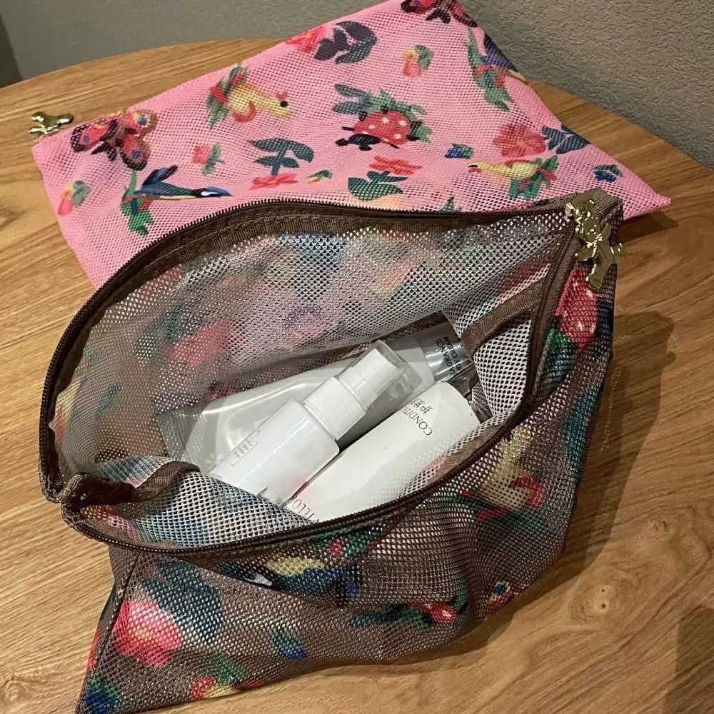 2025 Japanese Style Makeup Storage Bag Large Capacity Cartoon Printing Wash Bag Facility Vintage Floral Toiletry Bag