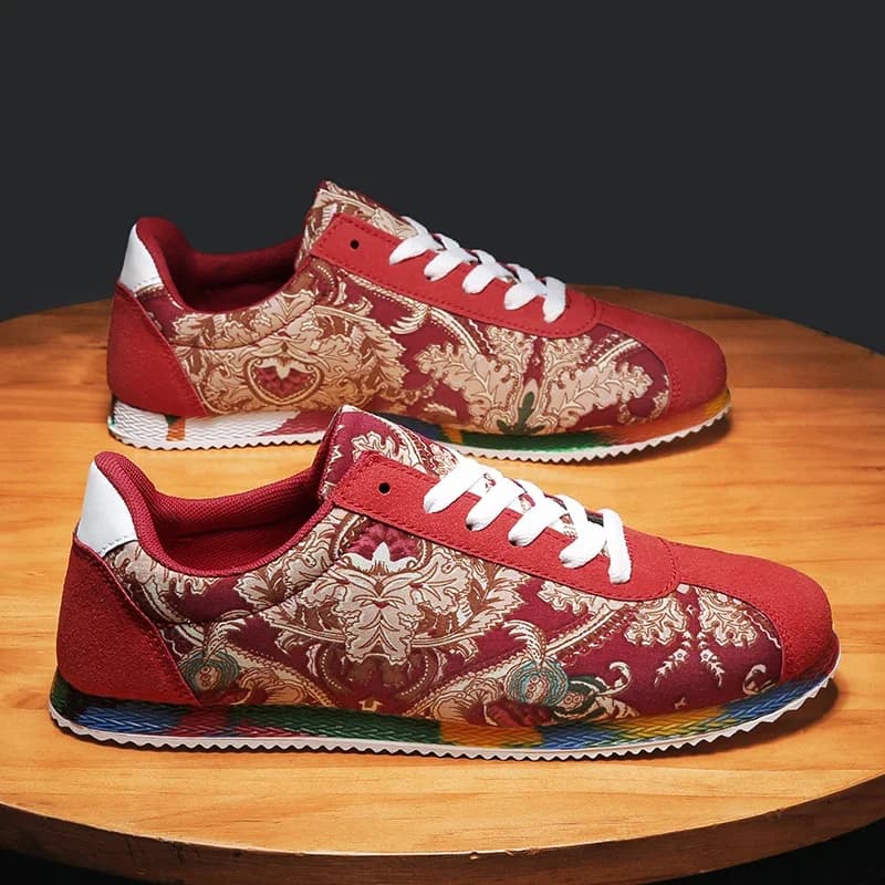 Scarpe da corsa rosse alla moda per uomo, sneakers leggere, traspiranti, antiscivolo, scarpe da jogging da uomo, scarpe sportive casual da esterno.
