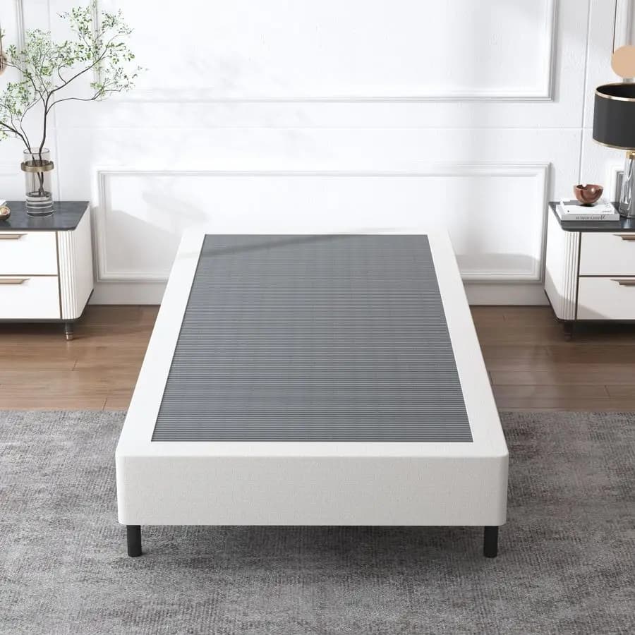 Base for Mattress Box Spring 9 Inches, Robust Metal Structure for Single Mat with Fabric Coating, Easy to Fit