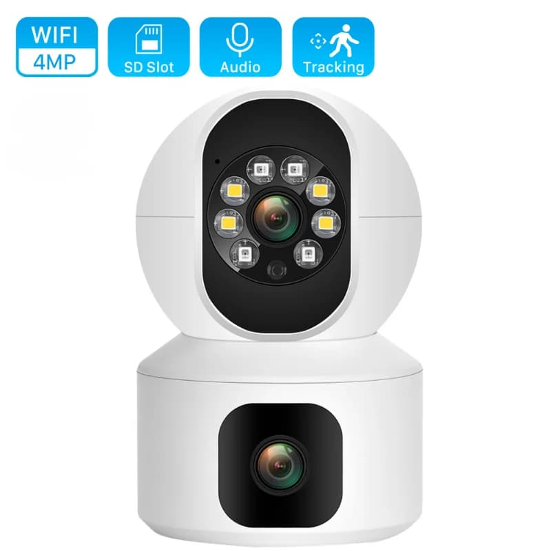 4MP Dual Lens WiFi Camera Dual Screen Baby Monitor Ai rilevamento umano Indoor CCTV videosorveglianza PROY Alexa Google Home