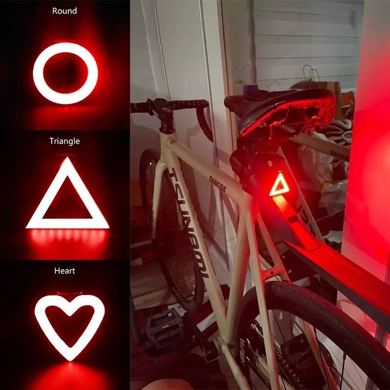 Fanale posteriore per bici a forma di cuore IPX64 fanale posteriore per bicicletta impermeabile LED fanale posteriore di sicurezza per esterni lampada da ciclismo accessori Mtb BMX