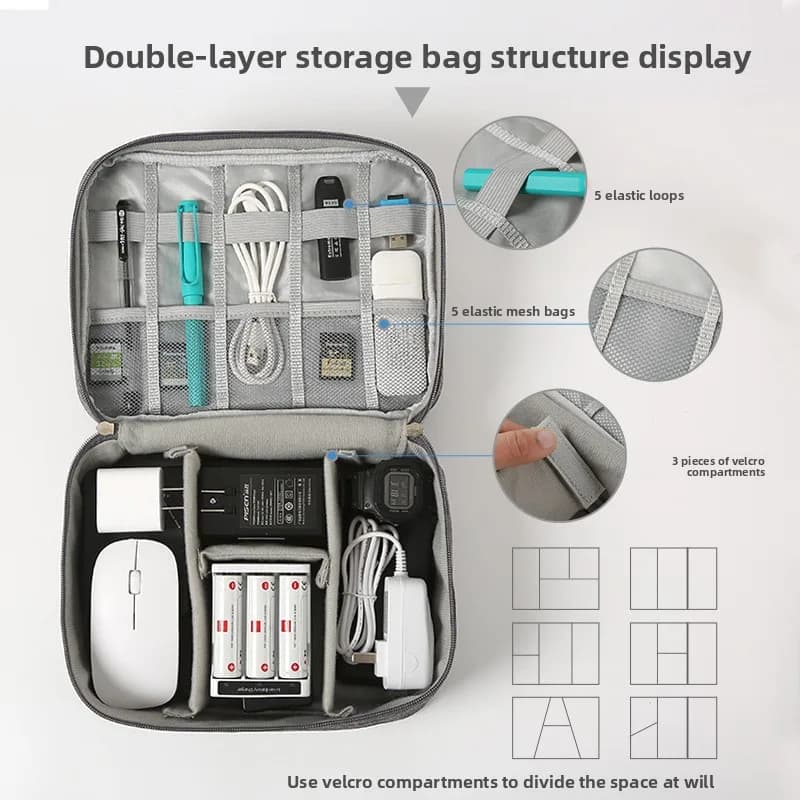 Borsa digitale Cavo dati per telefono Custodia per banca di potere Scatola di immagazzinaggio Chiavetta USB Borsa digitale multifunzionale Borsa per trucco separata