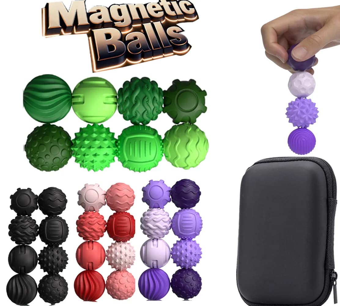 Palline Sensoriali Magnetiche in Silicone per Alleviare l'Ansia, Giocattolo Antistress Calmante per Bambini e Adulti con Autismo