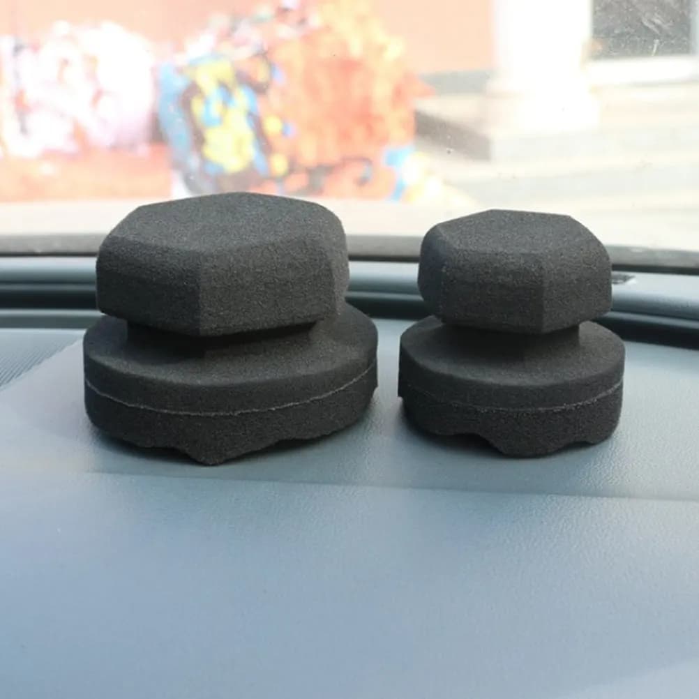 Set di 4 Spugne Nere con Motivo a Onde per Lucidatura e Pulizia Dettagliata di Pneumatici Auto