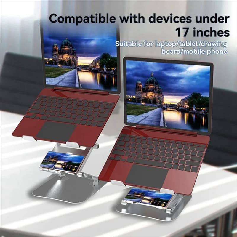 Pratico supporto per laptop pieghevole a doppio strato Supporto per laptop pieghevole a doppio strato per computer Ipad Huawei Argento