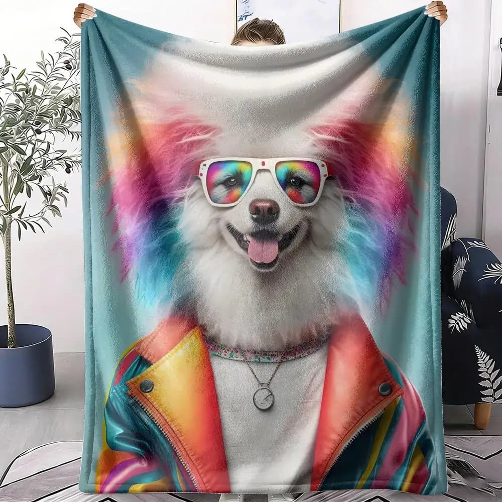 Coperta in flanella morbida e colorata stile anni '80, leggera e fresca, ideale per il riposo estivo, per divano, letto, divanetto e viaggi