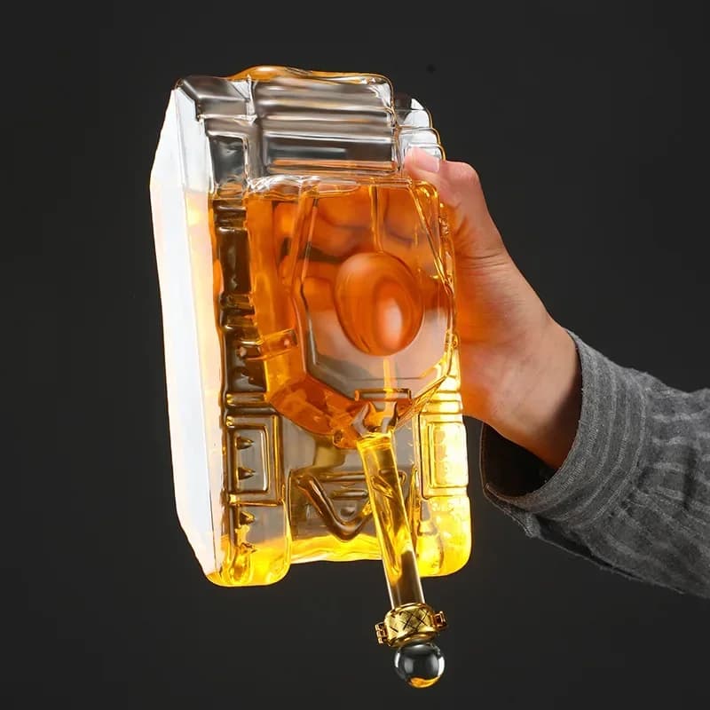 Decanter per vino a forma di serbatoio da 500 ml/1000 ml decanter per whisky in vetro senza piombo per liquore Scotch Bourbon