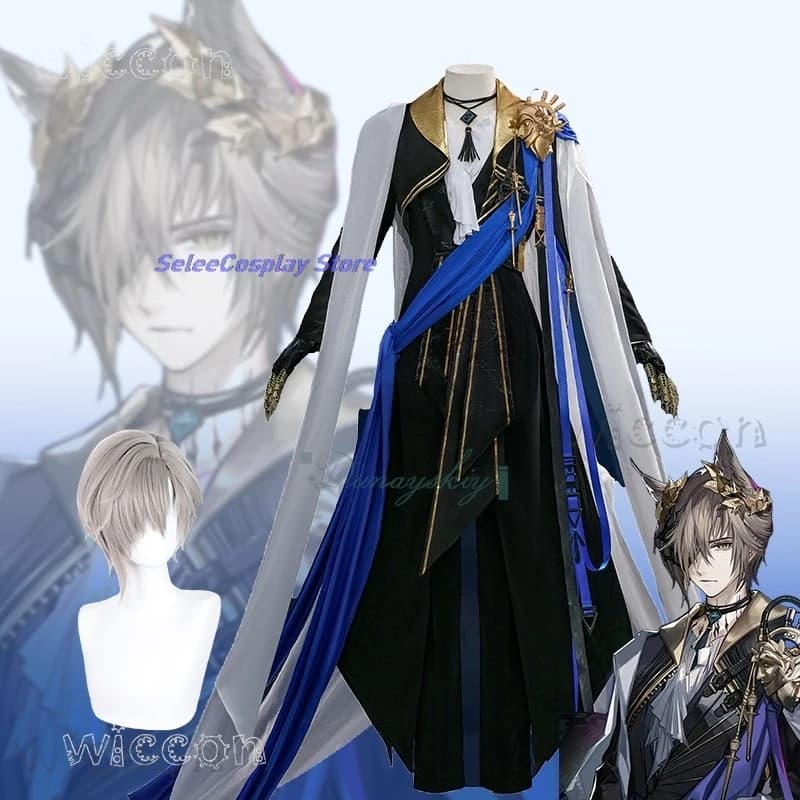 Costume di Halloween Tragodia Costume Cosplay Mantello Parrucca Accessori per coda dell'orecchio Set completo Uniforme Gioco Arknights Carnevale Outfit Adulto