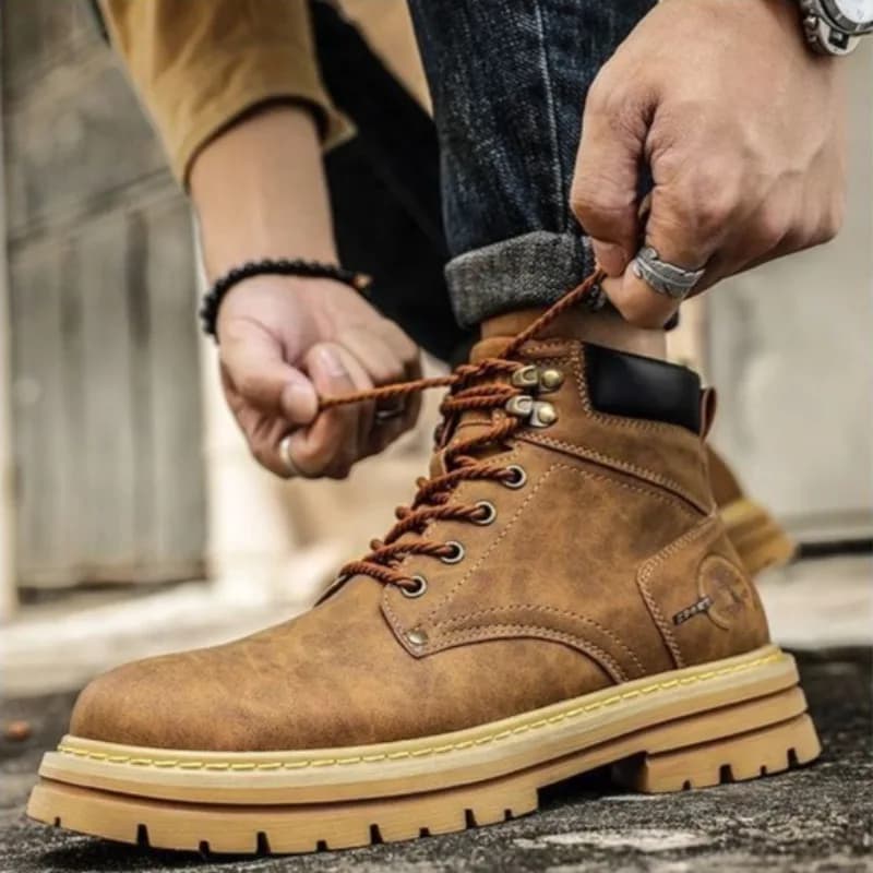 Stivali da Lavoro Invernali da Uomo Impermeabili, Scarpe da Trekking Outdoor con Suola Robusta, Stivali in Pelle alla Moda, Zapatos De Hombre