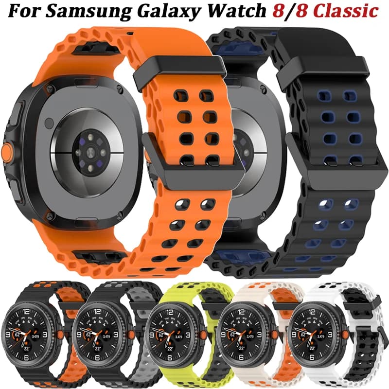 Cinturino in silicone bicolore oceano per Samsung Galaxy Watch 8 40mm 44mm Cintura braccialetto traspirante per Galaxy Watch 8 Classic 46mm Band