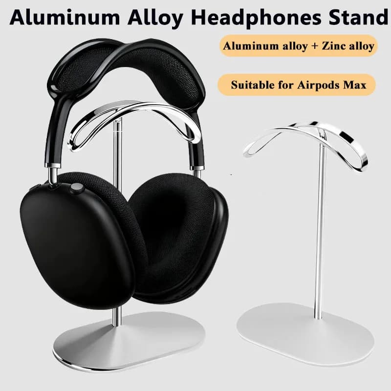 Metal Curved Headphones Stand for Airpods Max Aluminum Alloy Headset Holder Desktop Display Shelf with Anti-slip Base Space Savi