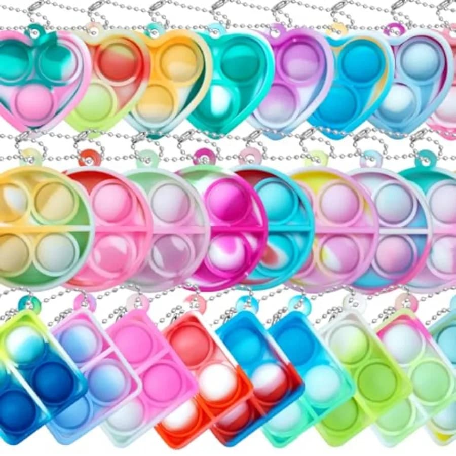 Set di Portachiavi Pop Fidget, Mini Giocattoli Fidget in Bulk, Giocattoli Sensoriali per Bambini 4-8 Anni, 8-12 Anni, Regali per il Ritorno a Scuola