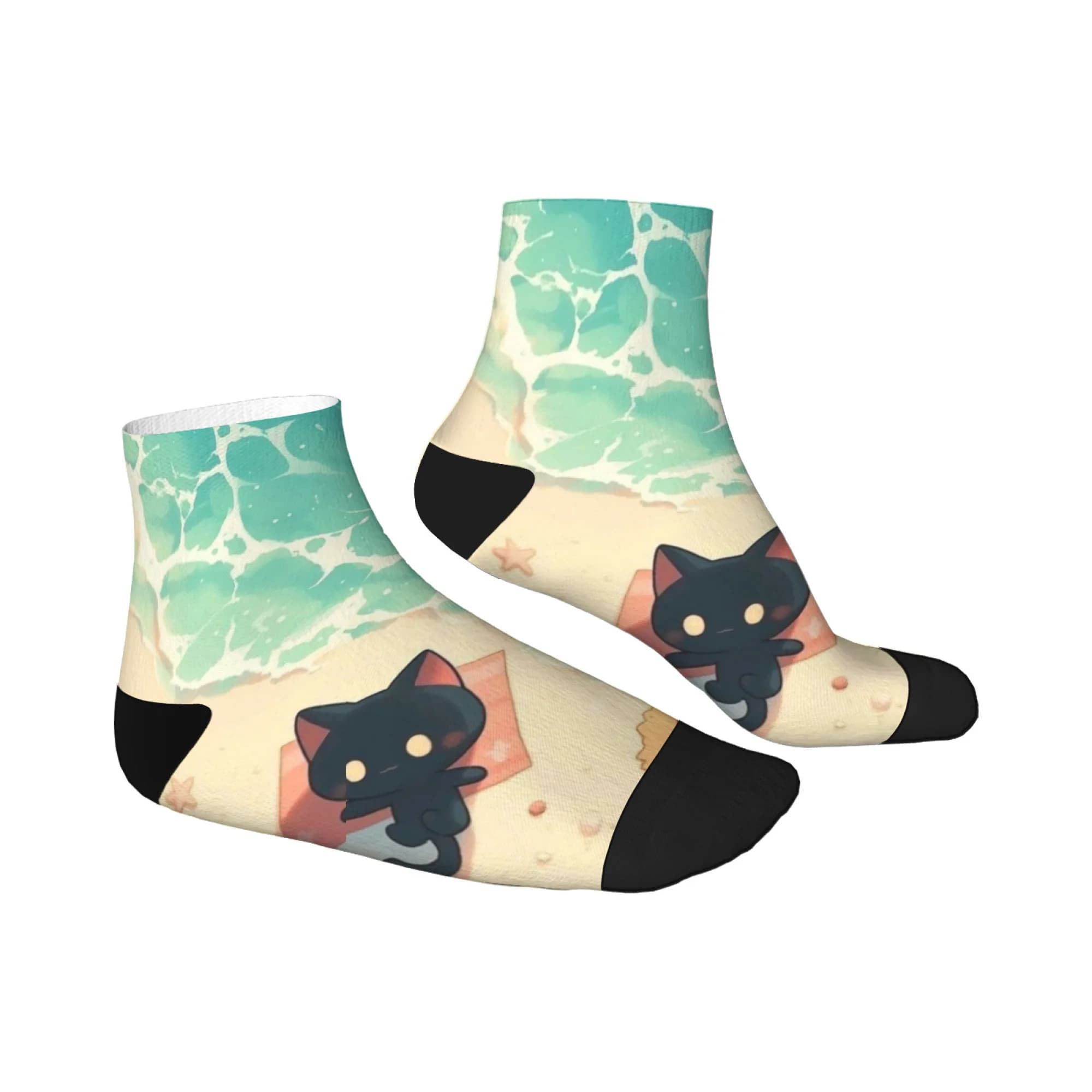 Calzini corti da spiaggia per gatti, misto poliestere, comodi calzini casual per donna, uomo, unisex, morbidi, traspiranti, leggeri, alla moda
