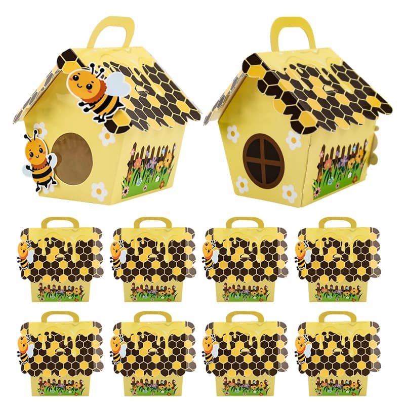 Scatole regalo per alveare di carta da 20 pezzi Scatole per caramelle per api Scatole per bomboniere Scatole per bomboniere con nastri per decorazioni per feste
