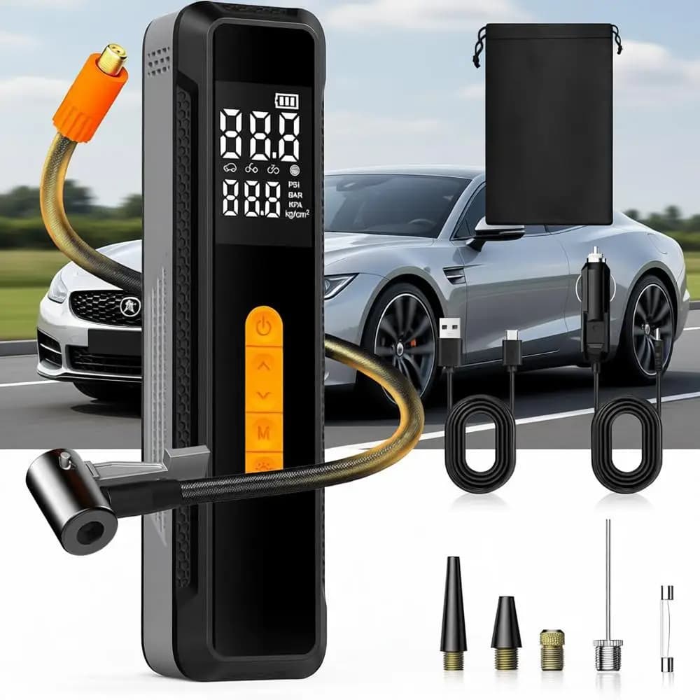 Compressore d'aria portatile con batteria da 20000mAh, pompa da 150 PSI per pneumatici auto, bici elettriche, moto, palloni