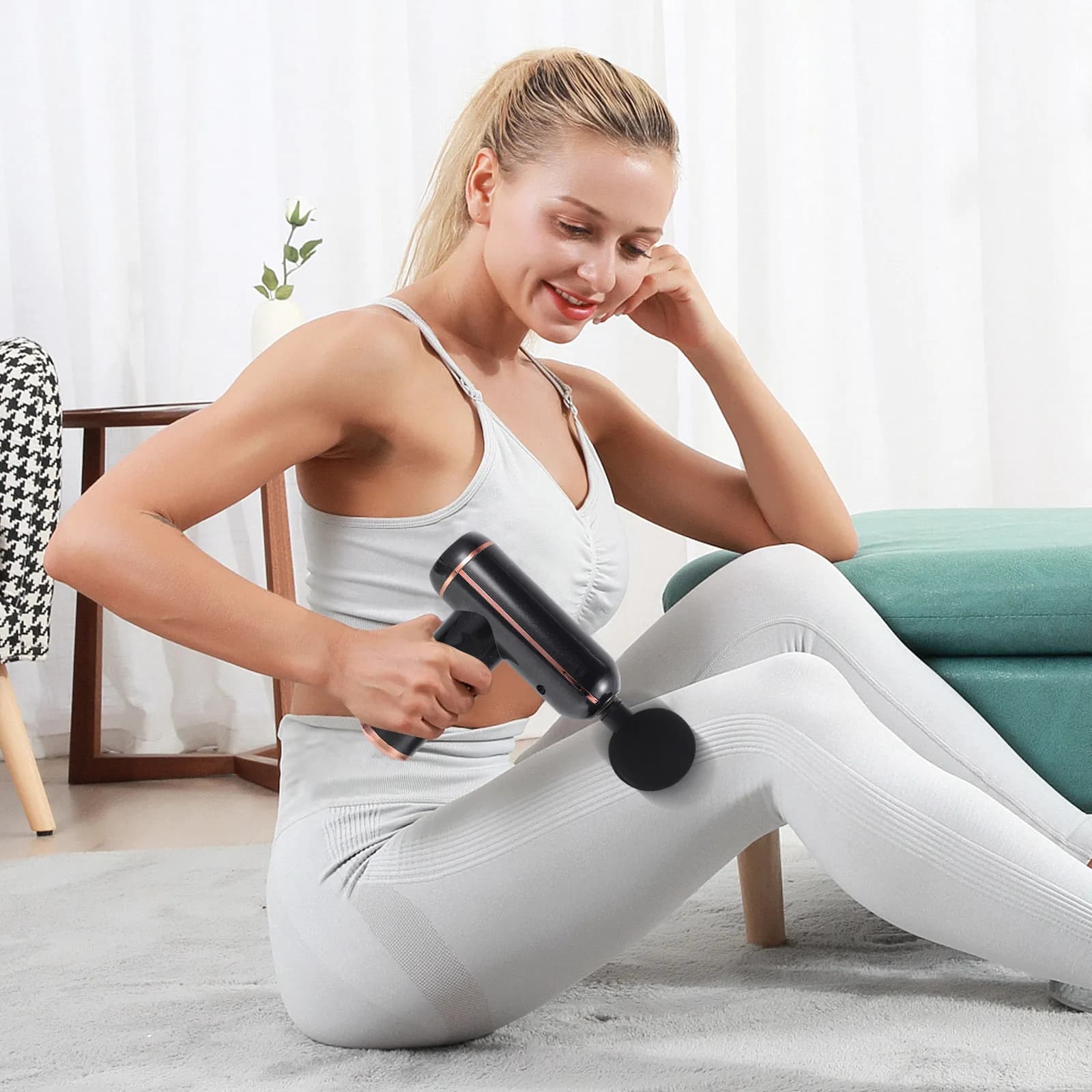 1Set Fascia Gun Electric Muscle Relax Tool Touch Screen 6 Gears Handheld Massager Portable for Post-Workout Muscle Relief
