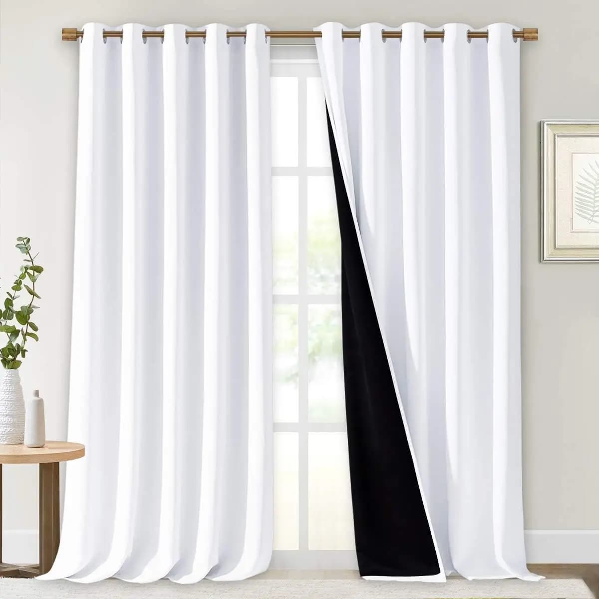 Tende Oscuranti Resistenti per Camera da Letto, Pannelli per Finestre con Ombreggiatura Totale e Protezione dal Freddo, con Occhielli Argentati, 70x95 Pollici, Bianche