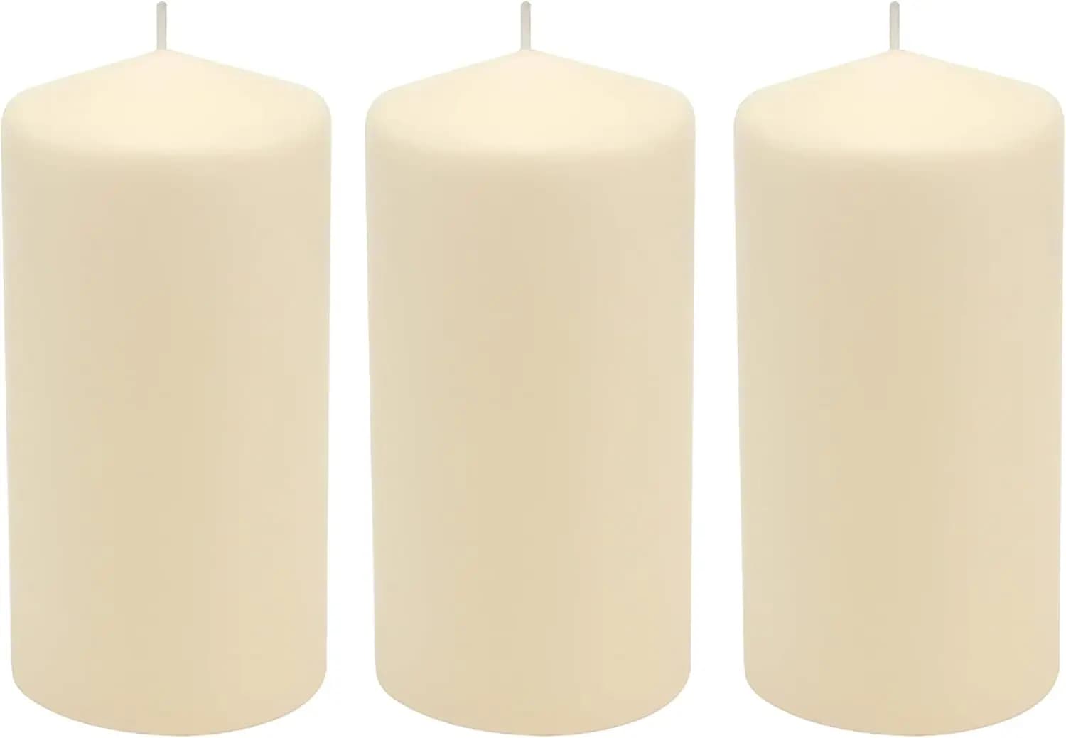 Candele a Colonna Senza Profumo, Durata 65 Ore, 3x6, Avorio, Confezione da 3 per Decorazione ed Emergenze