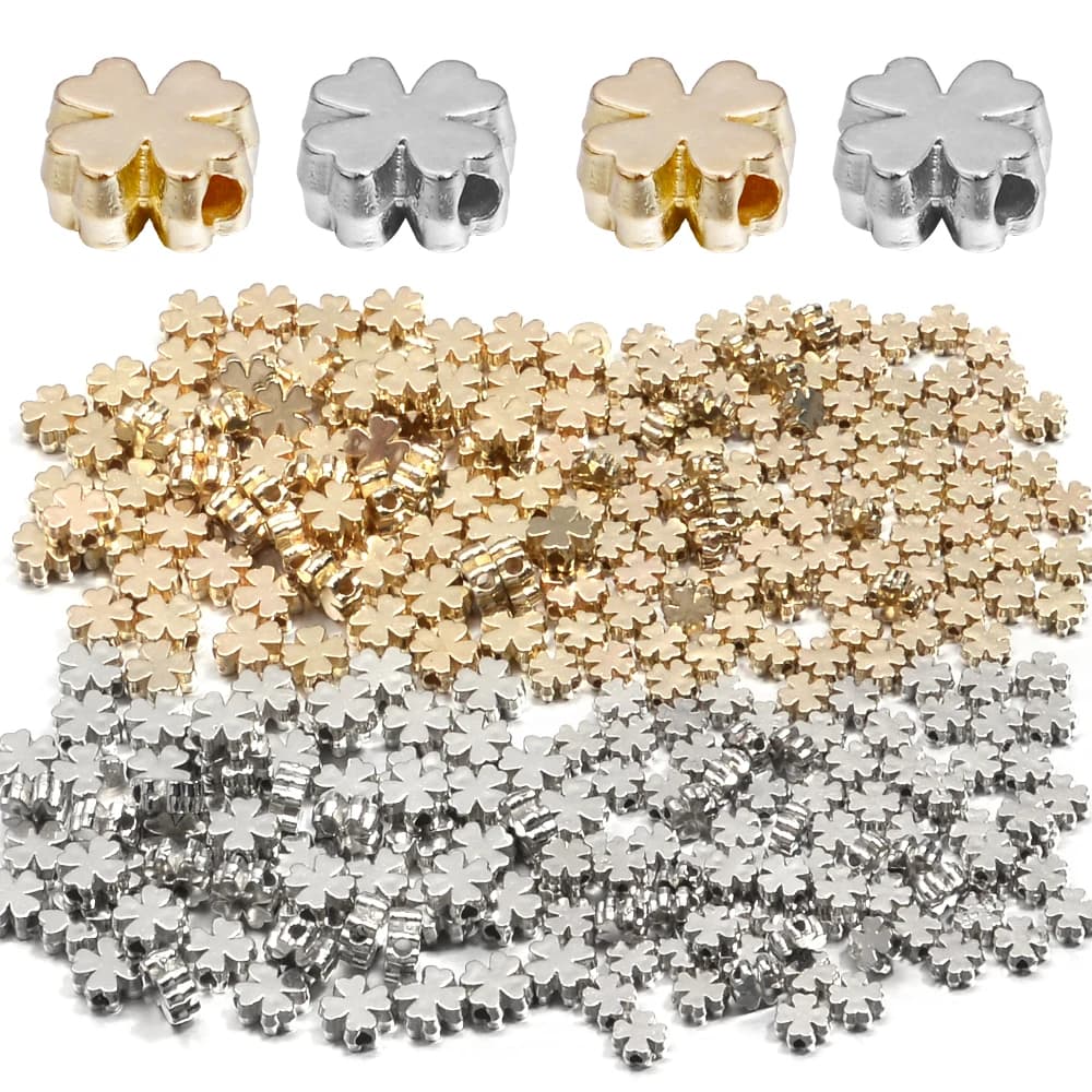 100-200 Pz Quadrifoglio CCB Perline Colore Oro Branelli Allentati Del Distanziatore Per La Produzione di Gioielli FAI DA TE Collana Del Braccialetto Pendenti E Ciondoli Accessori