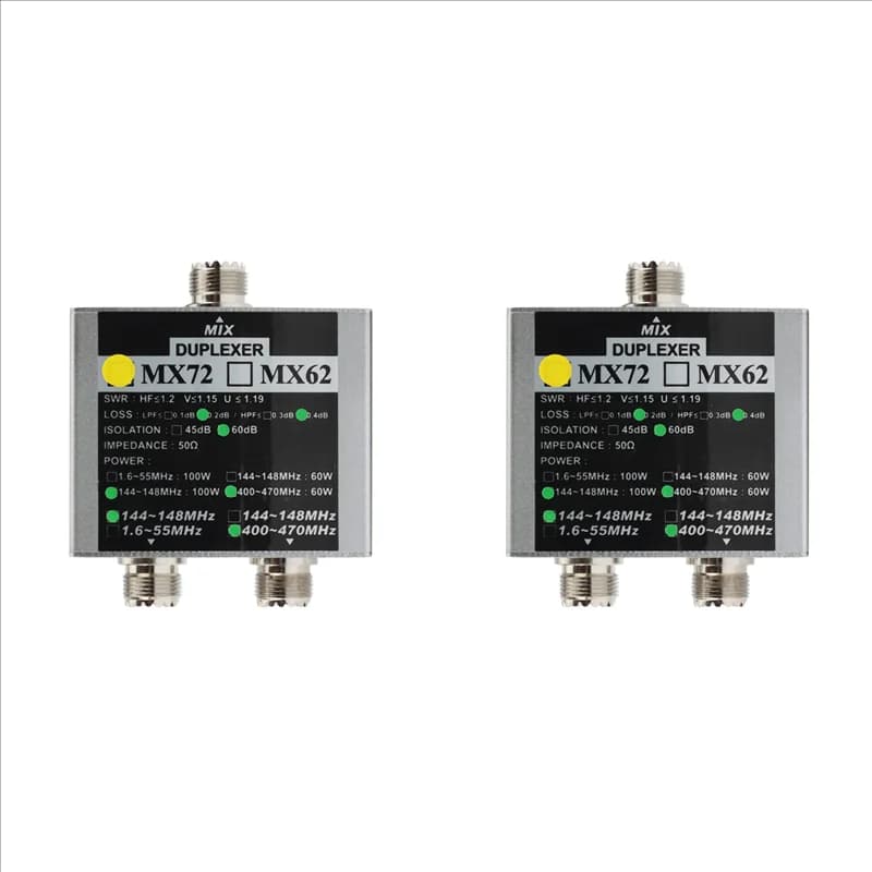 Stabile 2X Walkie Talkie Ham VHF UHF Tri-Band Amateur Antenna radio bidirezionale Combinatore MX72 60-100W Duplex antenna lineare