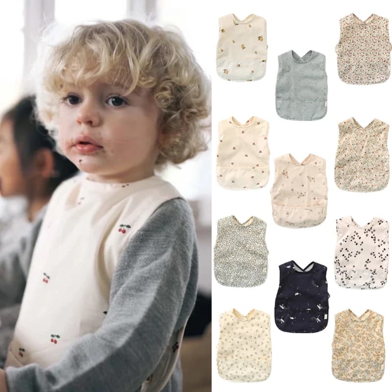 Denmark Brand Baby Floral Cute Waterproof Bib Vest Infant Burp Cloths Boy Girl Feeding Mealtime Protection Saliva Towel Bibs