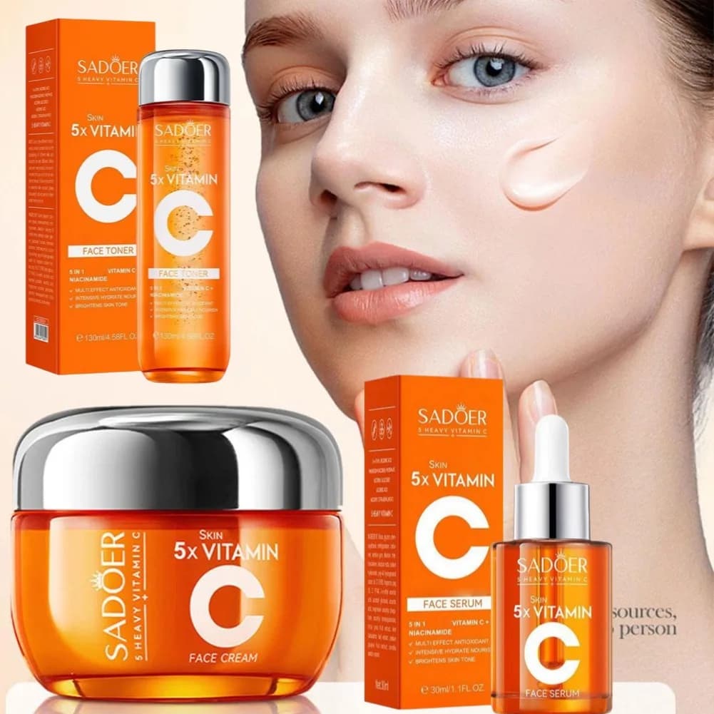 Satin Skin Care Set and Vitamin C Facelift Moisturizing Smoothing Essence Serum Revitalizing Skin Care