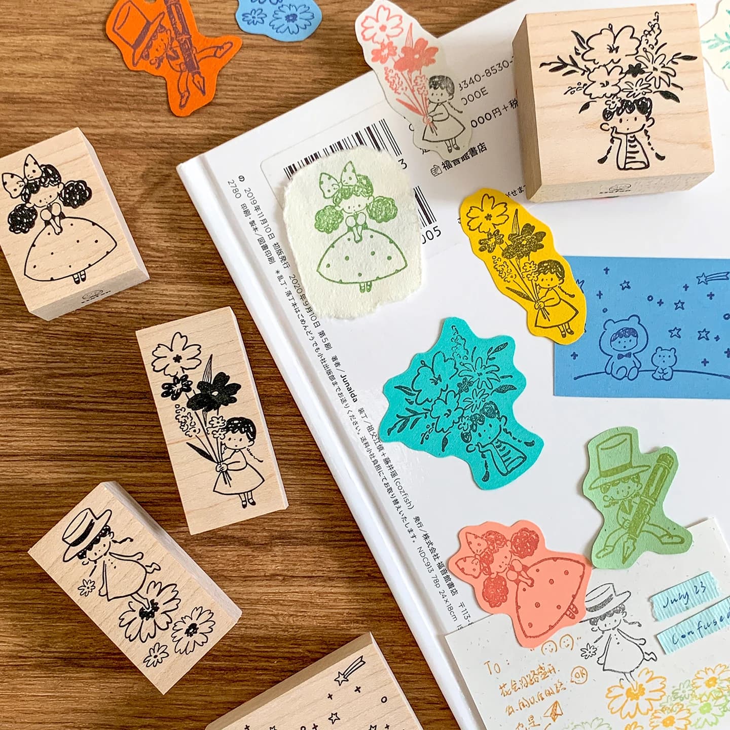 Lovely Flower Skirt Pen Stars Girl Wooden Rubber Stamp DIY Scrapbooking Photo Album Card Making Wood Seal