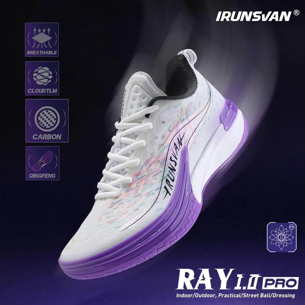 IRUNSVAN Scarpe sportive professionali da basket antiscivolo e antitorsione con piastra in carbonio per uomo, con solette antibatteriche 123