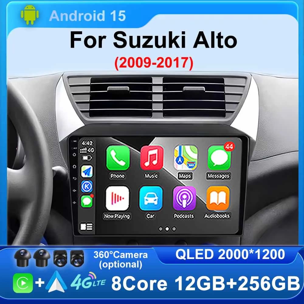 Android 15 Car Radio 360 Camera GPS Navigation Multimedia Video Player Carplay Auto DSP RDS For Suzuki Alto 2009 2010-2016 2017