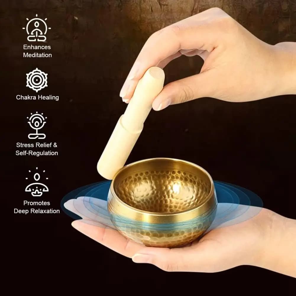 Handmade Brass Singing Bowl Yoga Meditation Bowl for Sound Healing Stress Relief Buddha Mindfulness bowl Instrument