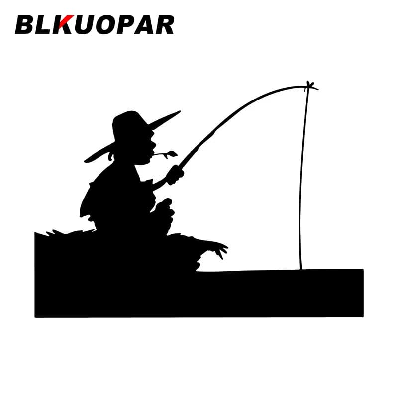 ♪ A child fishing with a fishing rod Car Stickers Decalcomanie creative vinyl Vivid and realistic Windows waterproof Label JDM