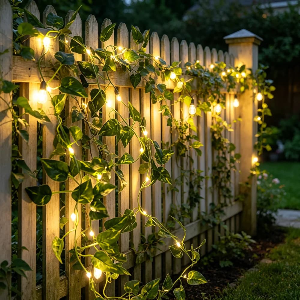Luci Fatate a LED 20/50 per Feste all'Aperto, Ghirlanda Luminosa a Foglie Verdi per Matrimoni e Festività, Decorazione per Casa, Stanza, Giardino, Cortile, Alimentate a Batteria