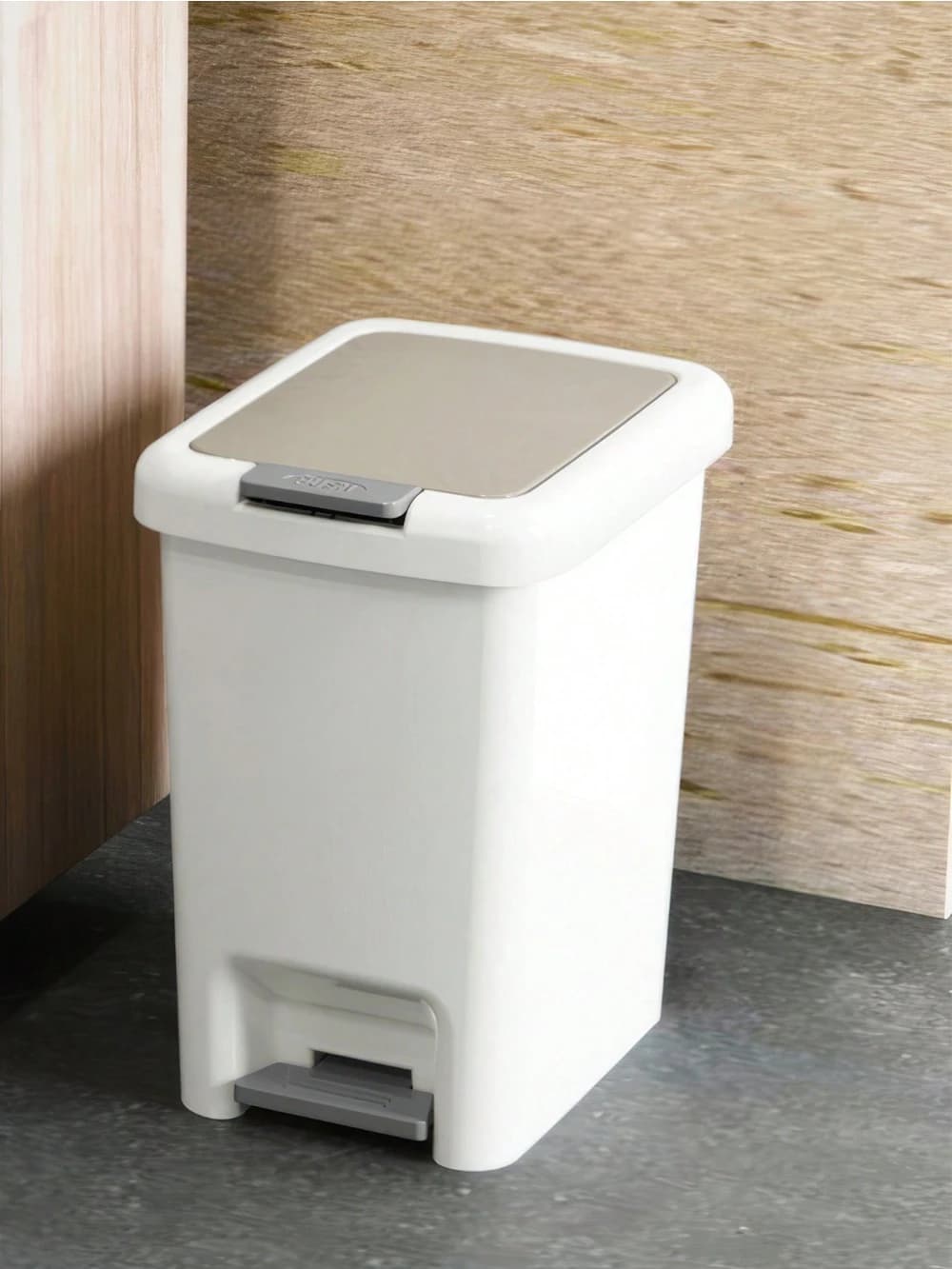 Pattumiera con pedale in plastica per uso in bagno, cucina, soggiorno, dormitorio, cestino per ufficio