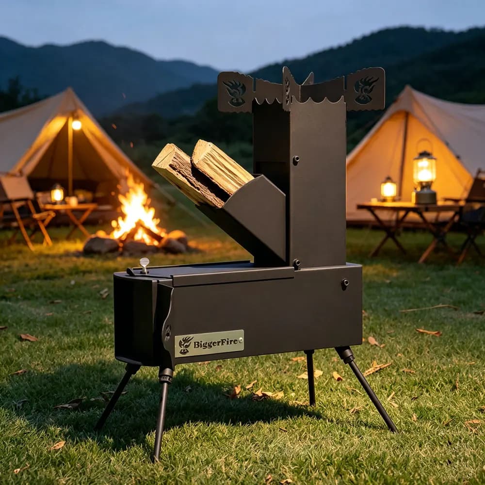 Stufa a Razzo Portatile per Cucinare, a Legna, per Campeggio, Cucina all'Aperto, Eventi, Barbecue, con Borsa per il Trasporto