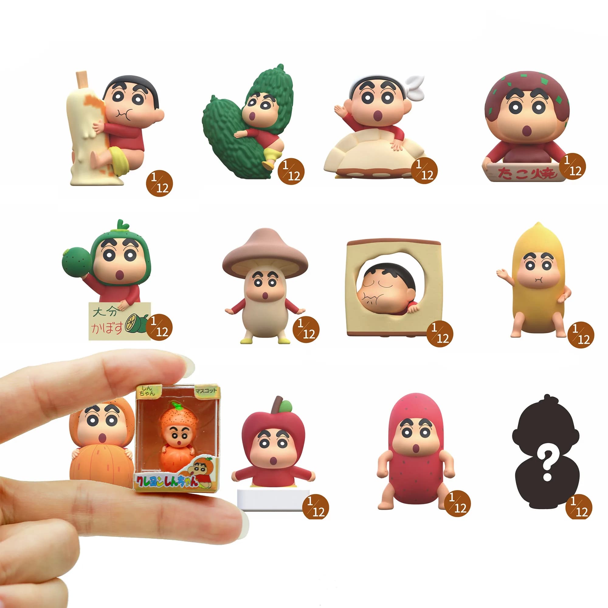 Shinchan Crayon Anime Figura Micro Sorpresa Mini Scatola Cieca Giocattolo Serie Alimentare Da Collezione Carino Decorazione Da Scrivania Regali Di Natale Per Bambini