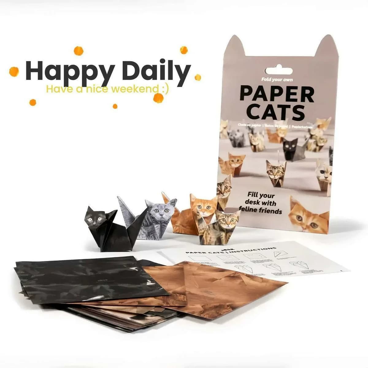 50pcs Creative handmade origami cat paper DIY origami handmade cat dog fun art origami animal folding set