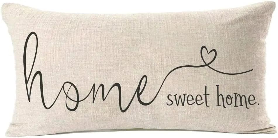 Fodere per cuscini decorativi in stile rustico 12x20 pollici, con citazioni 'Home Sweet Home', regalo di inaugurazione casa