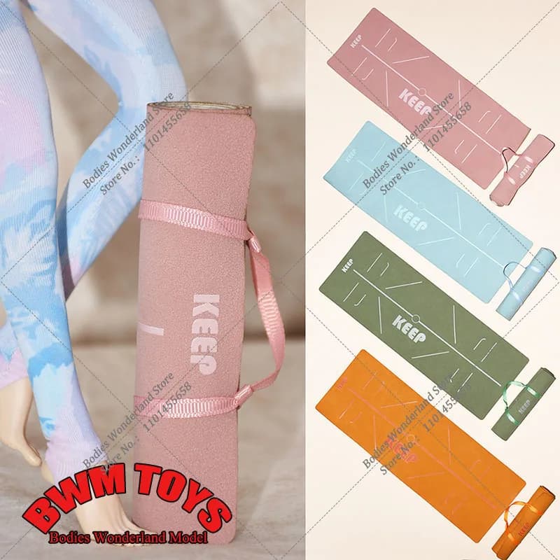 11.3cm * 30.8cm 4 colori solidi tappetino da Yoga da donna in scala 1/6 con Logo modello di accessorio sportivo pieghevole per bambola Action Figure da 12''