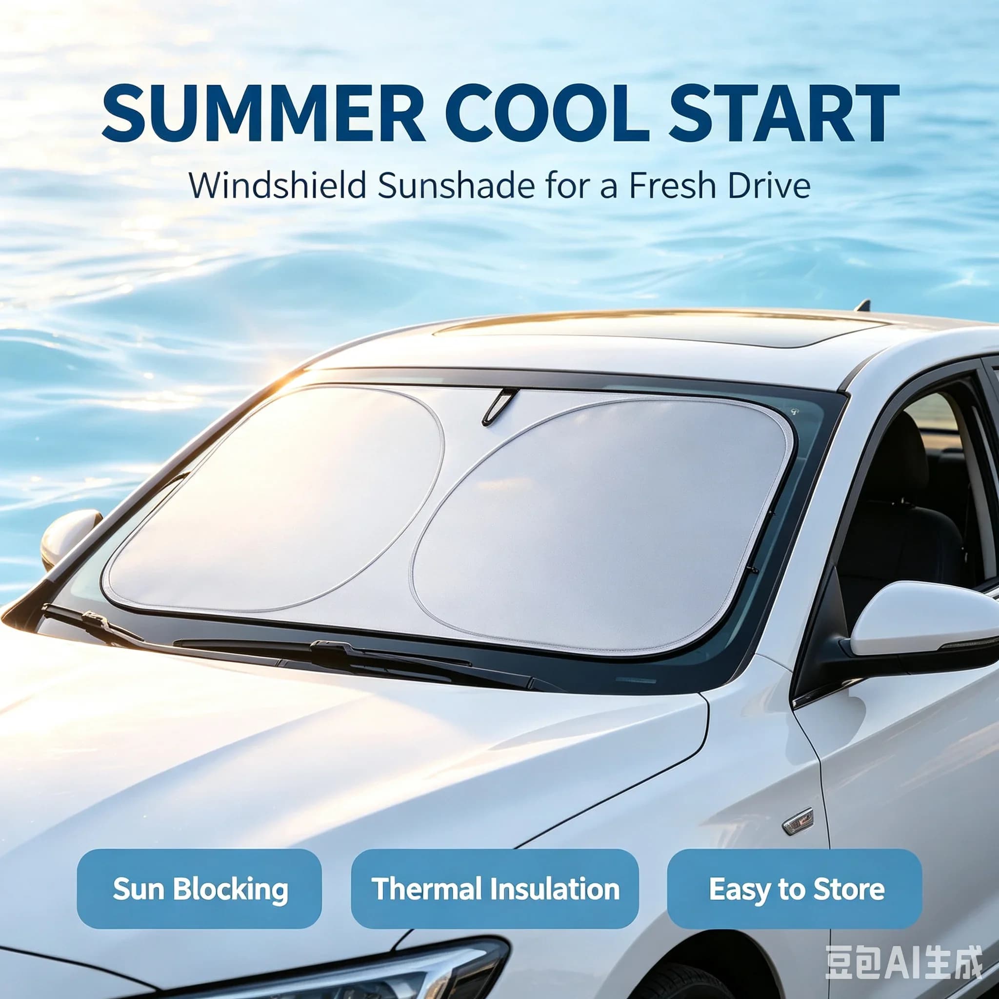 Car Windshield Sun Visor Foldable Sun Shade Cover for Front Window - UV Protection & Interior Cooling!