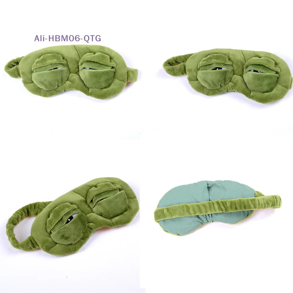 [New] 3D Sad Frog Sleep Mask Natural Sleeping Eyeshade Cover Shade Eye Patch Women Men Soft Portable Blindfold Travel Eyepatch