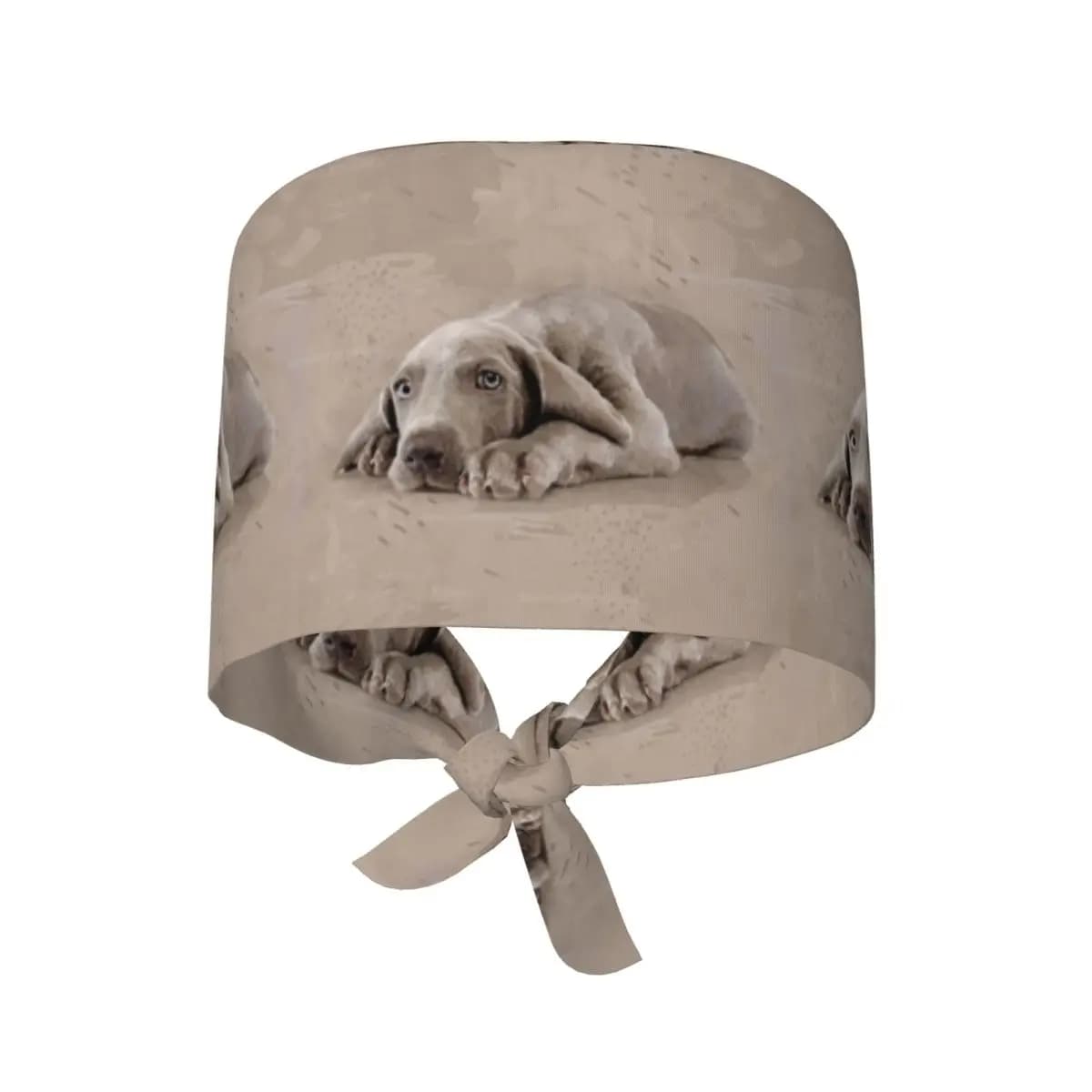 Weimaraner Puppy Scrub Hat Doctor Working Surgical Cap Unisex Adjustable Nursing Caps for Dentist