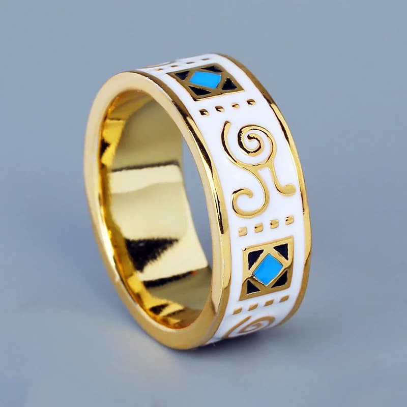 Classic18k Gold Men's Ring Fashion Irregular Pattern White Hand Enamel Jewelry Ring for Women 925 Stamp Hot Sale Wedding Rings