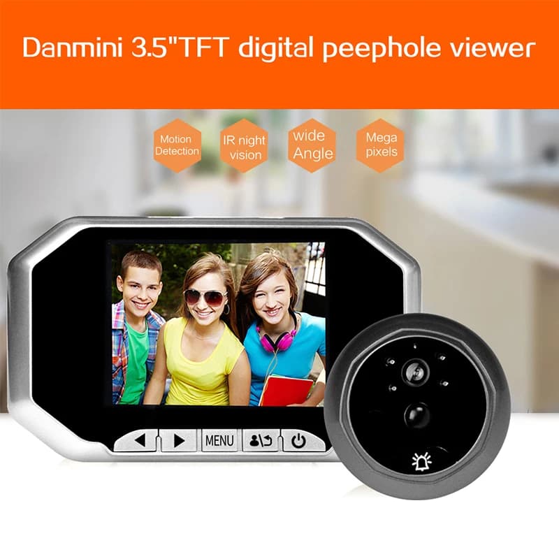 Danmini Q7 145 ° Campanello Wireless con Telecamera Spioncino PIR, Videocitofono di Sicurezza 1MP, Monitor Telecamera Spioncino per Porta